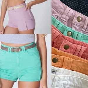 5 pairs American Apparel high waist twill shorts / hot pants pastel side zipper